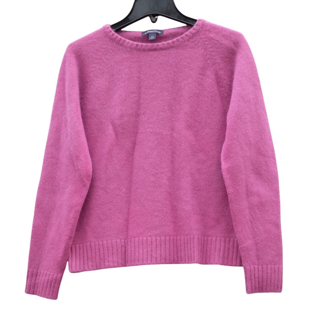 Lands' End Sweater Angora Kaschmir Super Soft Crewneck Knit Pullover 3/4 Sleeves